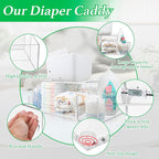 NANYEZH Acrylic Diaper Caddy, Baby Wipes Organizer for Changing Table, Dresser Top Tabletop Organizer with 4 Detachable Compa