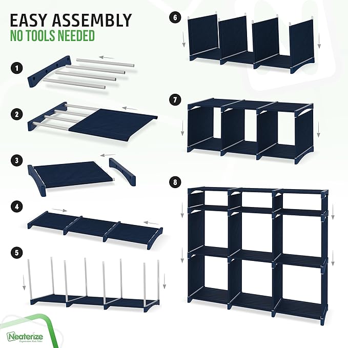 Cube Storage Organizer with Storage Bins Included - The Perfect Closet Organizers and Storage Solution. Includes 9 Storage Cu
