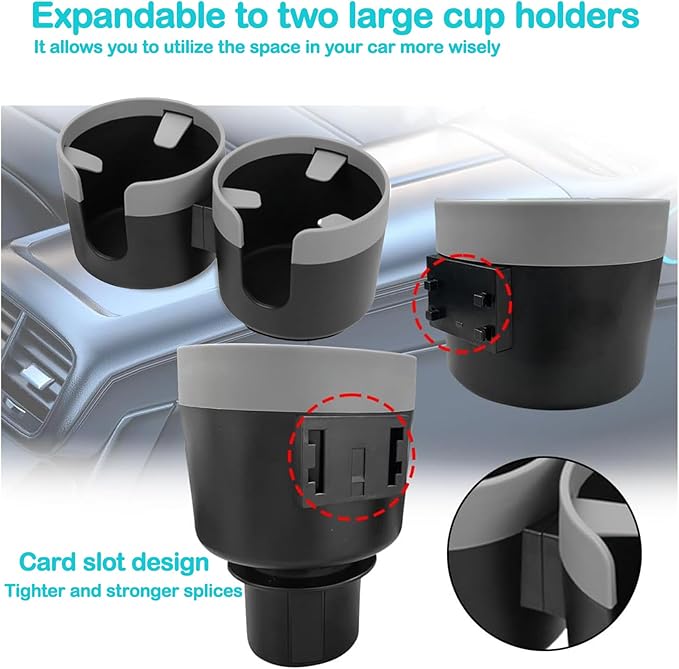 Water Cups Holder Expanders 2 in 1 Cup Holders Drinks Storage Expander Case for Cars Trucks Autos Universal Car Cup Holder fo