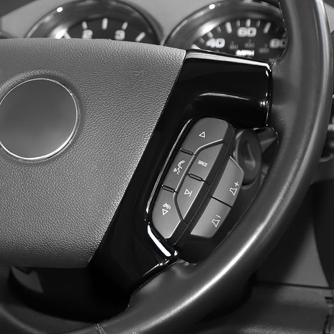 Linskip Steering Wheel Trim Covers Compatible with Avalanche/Suburban/Tahoe/Traverse/Silverado 1500 2500HD 3500HD & Yukon/Sierra & Cadillac Escalade 2007-2013 Black Interior Accessories
