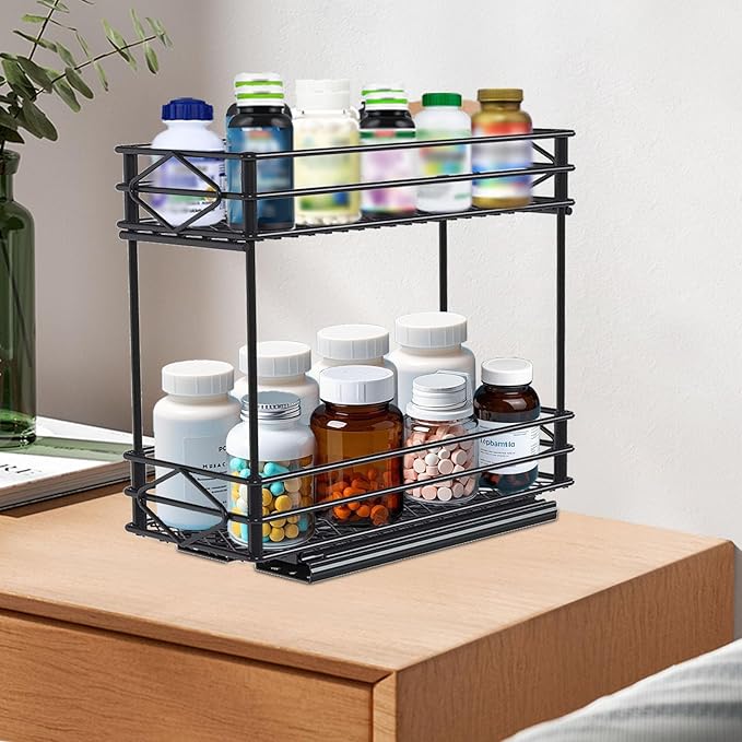 Pull Out Medicine Organizer,Slide Out Storage Drawers,Spice Rack Organizer for Cabinet,Pill Bottle Storage for Holding Vitami