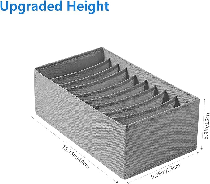 4 Packs T-shirt Drawer Organizers for Clothing,10 Grids Compartment Wardrobe Storage Box, Clothes Organizer for Folded Clothe