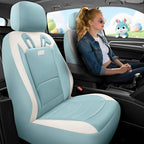 PIC AUTO Car Seat Covers, Cute Rabbit Premium Blue Leather Seat Covers, Universal Fit Front Seat Covers for Cars, Trucks, SUV