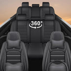 Seat Covers for Ford Expedition Max 2018-2026 8 Seaters, Compatible Airbag Non-Slip Waterproof Leather Seat Protector, Luxury Car Seat Cover Full Set with Pillow Steering Wheel Covers, Black