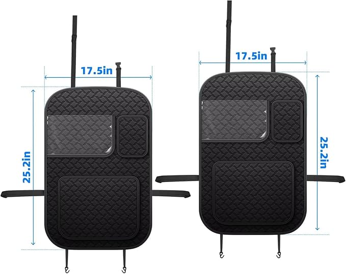 Back Seat Protector 2 Pack Fit For Subaru Crosstrek Car Kick Mats with Touch Screen Tablet Holder Storage Organizer Waterproof Dirt Proof Faux Leather Auto Accessories for Kids (1 Pair Black)