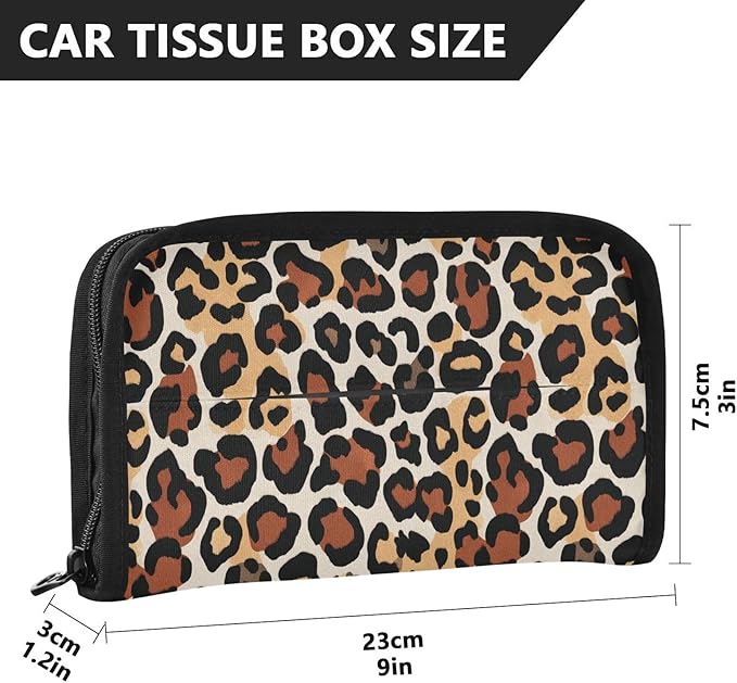 Car Tissue Holder Car Visor Organizer Tissue Box Holder for Car Sun Visor Organizer with Car Vehicle Accessories Essentials Interior for Women Men Brown White Leopard Print