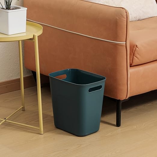 UUJOLY Plastic Small Trash Can Wastebasket, Garbage Container Basket for Bathrooms, Laundry Room, Kitchens, Offices, Kids Rooms, Dorms, 3.5 Gallon, Bluish Green, 3 Pack