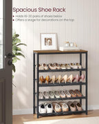 VASAGLE Shoe Rack for Entryway, 5-Tier Shoe Rack Organizer with Storage Shelves and Spacious Top, Freestanding, Adjustable, I