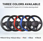 West Llama Customized Auto Car Steering Wheel Cover for Toyota Rav4 Corolla Camry Highlander(Diamond Quilted-Black+Blue-Stand