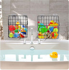 2 Pack Bath Toy Storage Organizer Basket, Large Metal Bathtub Toy Holder, Wall Mounted Hanging Shower Basket, Bath Toy Organi