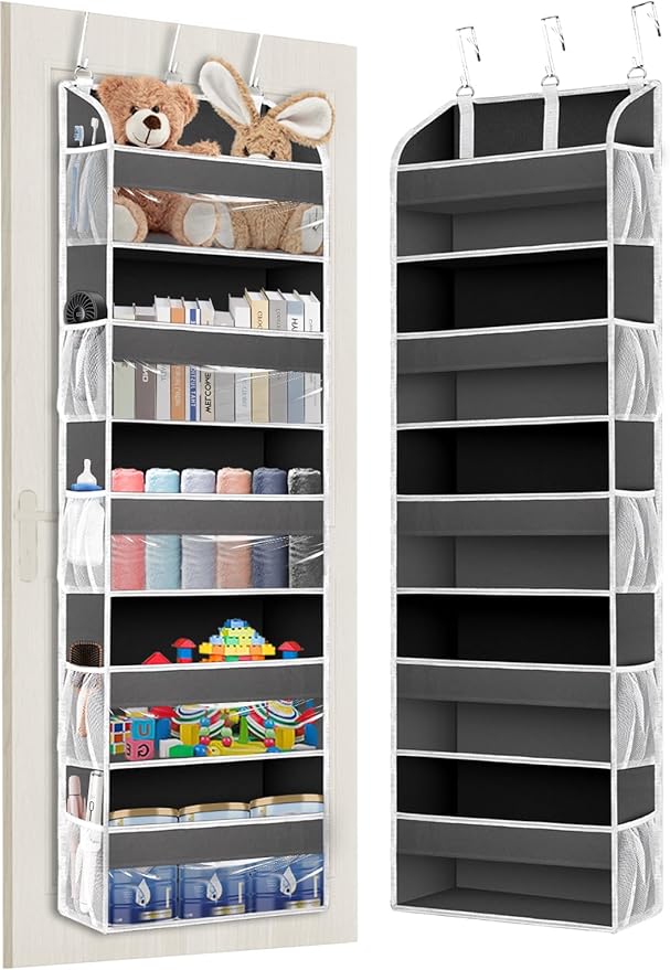 TAHAVICE 1 Pack Over The Door Organizer Storage, Hanging Organizer Closet with 5 Large Pockets 10 Mesh Pockets, 44 lbs Weight
