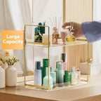 Bathroom Countertop Organizer, 2 Tier Acrylic Tray Vanity Counter Skincare Organizer Shelf, Kitchen Under Sink Standing Rack,