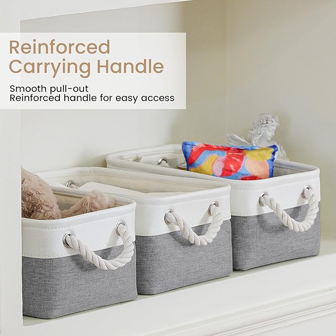 Storage Baskets for Shelves 11.8x7.9x5.2 Inch, Foldable Fabric Storage Bins with Handles, Small Storage Baskets for Organizin