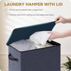 SOLEDI Slim Laundry Hamper with Lid, Narrow Laundry Basket with Removable Bags, Dirty Clothes Hamper with handle, Small Hampe