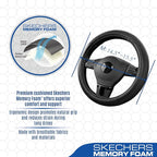 Skechers Steering Wheel Cover Memory Foam,Luxury Leather Steering Wheel Covers,Universal Anti-Slip Fit 14" 1/2-15" Car Wheel 