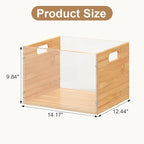 Sbanmao 3 Pack Hanging File Organizer, Clear Acrylic File Box Organizer, Bamboo Filing Box File Crate Organizer Storage Boxes