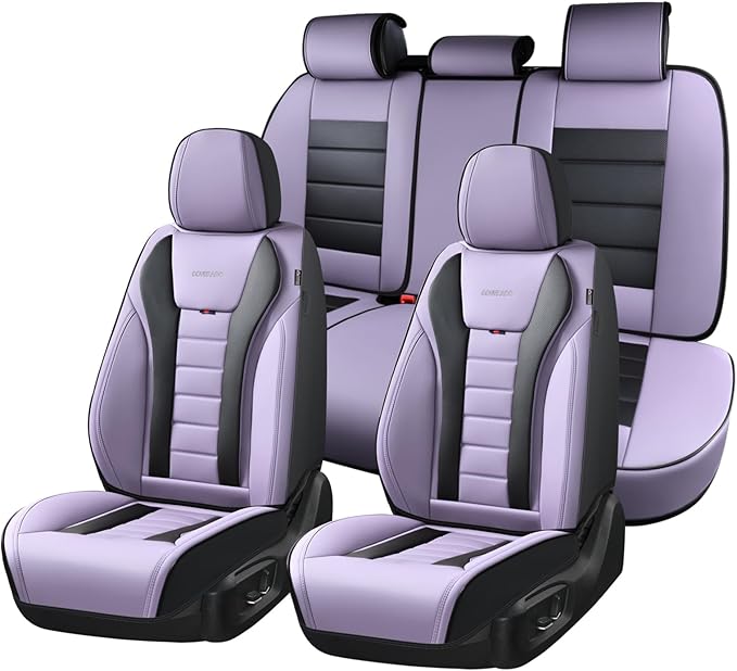 Coverado Car Seat Covers Full Set, Seat Covers for Cars, Front Seat Covers and Back Seat Cover Waterproof Leather Automotive 