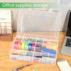 Gbivbe Large 24 Grids Plastic Organizer Box Adjustable Dividers,Clear Storage Box for Jewelry, Art DIY Crafts, Washi Tapes, B