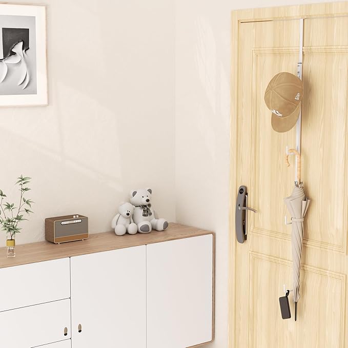 HapiRm Over Door Hat Rack - Hat Organizer with 4 Hooks Design, Hanging Baseball Cap Organizer Storage Holds Up to 20 Caps for
