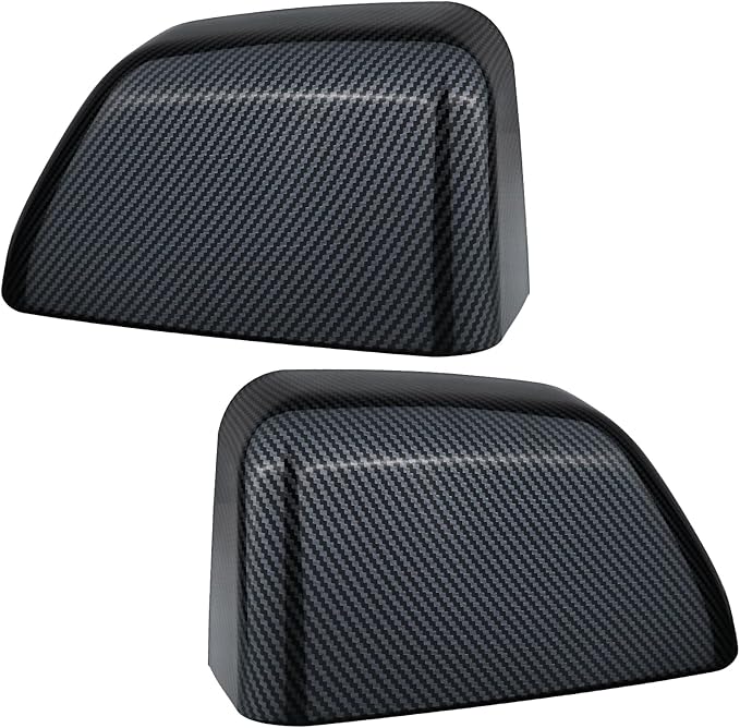 1 Pair Tow Mirror Cover Cap (Carbon Fiber) | For 2017-2024 Ford Super Duty F250 F350 F450 F550 Truck Accessories Replacement | Driver&Passenger Side Exterior Plastic Top Half Door Mirror Caps