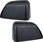 1 Pair Tow Mirror Cover Cap (Carbon Fiber) | For 2017-2024 Ford Super Duty F250 F350 F450 F550 Truck Accessories Replacement | Driver&Passenger Side Exterior Plastic Top Half Door Mirror Caps