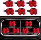 Dotesy 16 Pcs Bling Car Steering Wheel Cover Set with Crystal Seatbelt Shoulder Pads Diamond Butterfly Car Accessories for Women (Red)