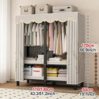Portable Foldable Wardrobe Closet with Cover, Metal Clothes Rack for Hanging Garments, Stylish Curtain Organizer for Bedroom,