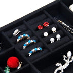 Two-Layer Jewelry Box Organizer Display Storage case with Lock (Black)