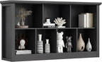 Unikito 7 Cube Storage Book Shelf - 50" Wide Wood Cube Storage Organizer, Wooden 2 Tiers Floor Standing Low Bookcase for Livi