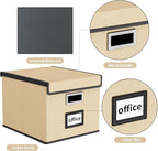 Huolewa File Organizer Box with Lid, Collapsible File Folder Organizer for Office Document Storage, Filing Box with Plastic S