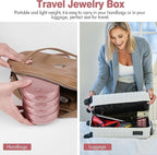 CONBOLA Travel Jewelry Case Box, Small Jewelry Organizer Earring Holder for Women, 5-Layer Rotating Jewelry Storage Tray with