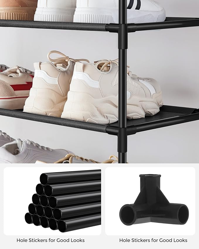 SONGMICS Shoe Rack, 10-Tier Shoe Storage Organizer, Space-Saving, 11 x 32.7 x 62.6 Inches, Entryway, Metal Frame, Non-Woven F