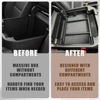 Muslogy for 2021-2026 Yukon Tahoe Suburban Center Console Tray Middle Organizer ABS Armrest Storage Box Compatible with GMC Yukon Tahoe Suburban 2021-2025 2026 Not for Sliding Console(Black)
