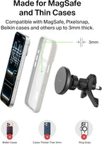 Belkin Wireless Car Charger, Magnetic Car Vent Mount w/ 3.3ft USB C Cable, Qi2 MagSafe Compatible Fast Charging iPhone Charger for iPhone 17, Galaxy S26, Pixel 10, & More - Travel Accessories - Black