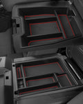 Silverado Sierra Center Console Organizer - Compatible with 2019-2026 Chevy Silverado/GMC Sierra 1500 - 2020-2026 Chevrolet Silverado/ Sierra 2500HD 3500HD - (Split-Bench Folding Seat) - 2 Pack Red