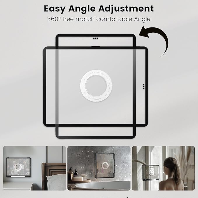 Nillkin iPad Magnetic Wall Mount Holder, Tablet Holder Magnets Mount for Kitchen car,Kids,Bathroom, Car headrest Backseat, Mount for Apple TV, Router, Smart Home hub, Photo (White)
