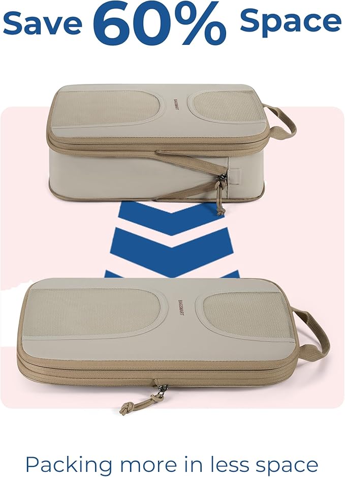 BAGSMART Compression Packing Cubes, 6 Set Packing Cubes for Suitcases, Lightweight Suitcases Organizers Bag Set & Compression