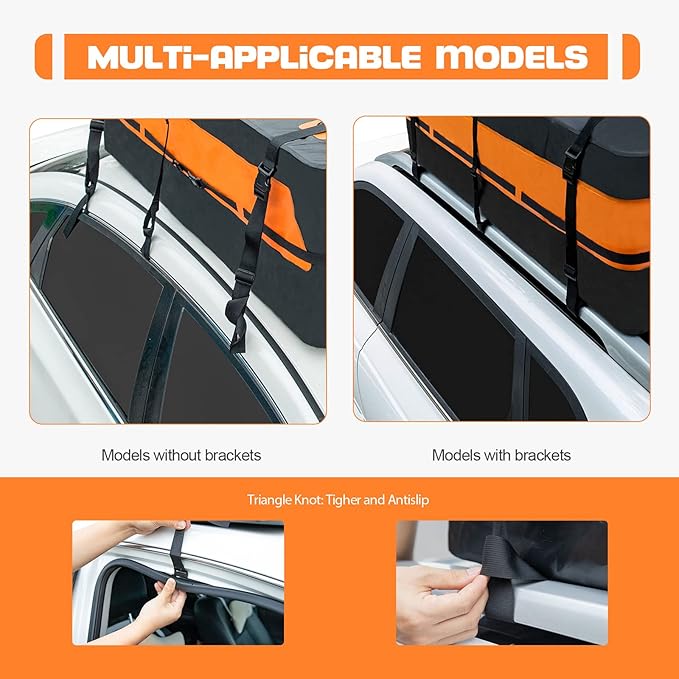 Maelstrom Rooftop Cargo Carrier,Car Roof Bag,21 Cubic Feet Waterproof Roof Rack Cargo Carrier,Tear Resistant Vehicle Cargo Carrier,Black with Orange