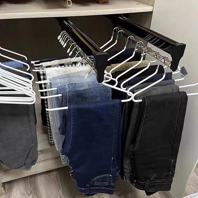 Adjustable Heavy Duty Pull Out Clothes Rail, 300-600mm Extendable Hanger Rod for Closet Organization, Ideal for Trousers & Ti