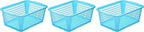 YBM HOME Plastic Perforated Storage Basket Bin Office Drawer, Shelf Desktop Countertop Tray Organizer 32-1184 (3, Blue)