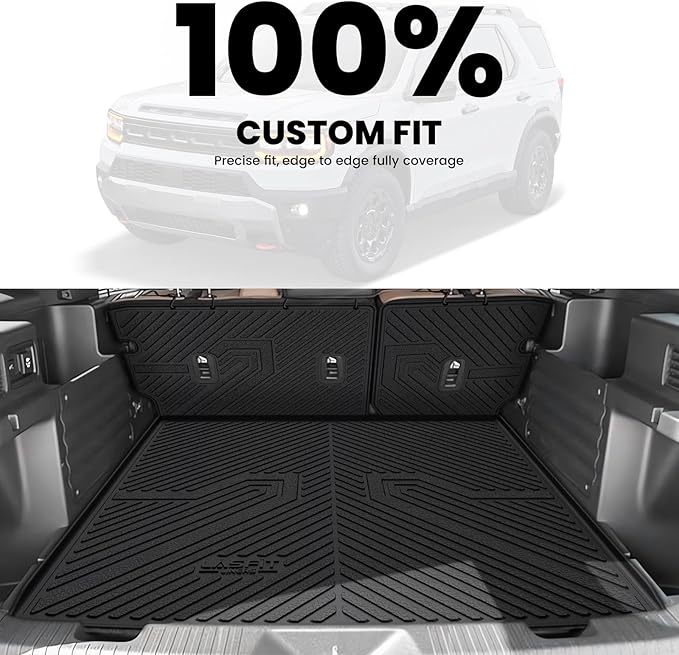 LASFIT Floor Mats & Cargo Mat for Honda Passport 2026, All Weather TPE Custom Fit Passport Floor Liner Accessories, 1st & 2nd Row & Trunk Mat with Backrest Mat Full Set, Black