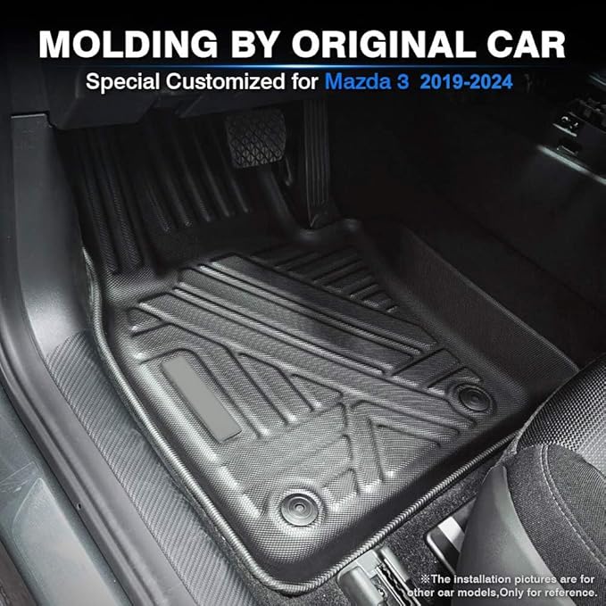 KUST Floor Mats for 2019-2025 2026 Mazda 3 (FWD Only), All Weather TPE Rubber Car Mats for Mazda3 Accessories 1st & 2nd Row Liners Non-Slip High Side