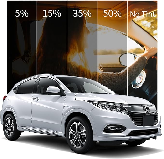 [Upgraded] 50% Ceramic Window Tint Car for Family, Blocks 99% UV & IR Rays, HD One Way Privacy Window Film, Anti Glare & Scratch Safety Tint for Glass Adhesive Film, Easy Install 20in x 10ft