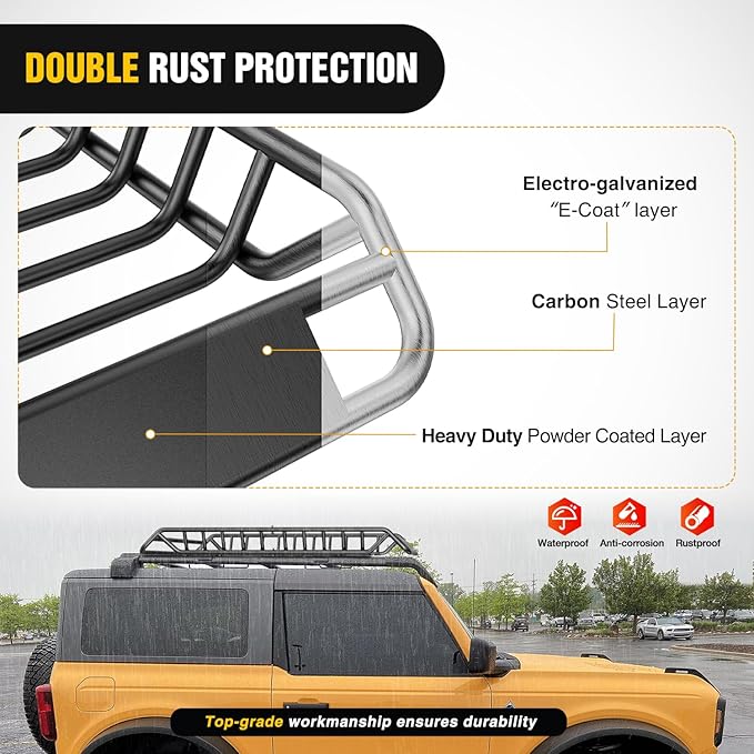 Nilight 51" X 36" X 5" Universal Roof Rack Cargo Basket Heavy-Duty 200LBS Capacity Rooftop Cargo Carrier Luggage Holder for SUV Truck Vehicle