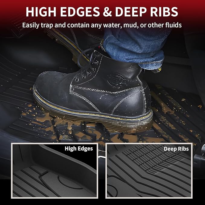 LASFIT Floor Mats for Mercedes Benz GLB 250/35 AMG 2026 2025 2024 2023 2022 2021 2020, All Weather TPE Custom Fit Floor Liners for Mercedes Benz GLB250 & GLB35 AMG 1st & 2nd Car Mats, Black