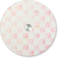 MACKENZIE-CHILDS Glass Lazy Susan, Cute Rotating Serving Board, Pink-and-White Rosy Check