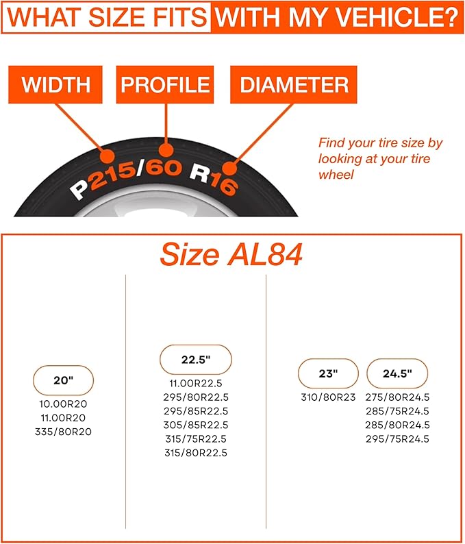 AutoSock for Commercial Vehicles and Trucks AL84, Snow Socks for Tires, Pack of 2