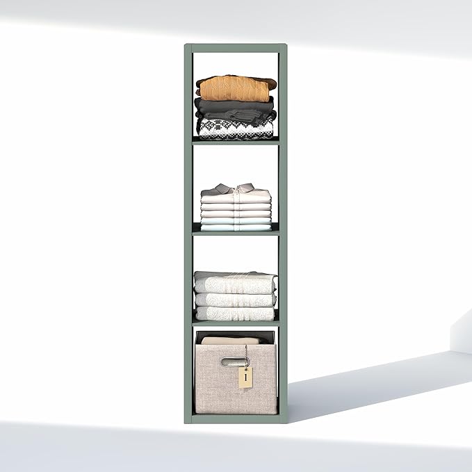 Furinno Cubic Closet Organizers and Storage, 4-Cube Closet Organizer, Vertical Open Shelf Closet Storage, Extra Thick Frame f