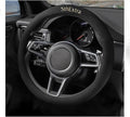 Suede Steering Wheel Cover with Upgraded Silicone Inner Ring, Anti Heat, Breathable, Anti-Slip, Leather Universal 14.5 to 15 