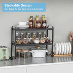 4 Pack Kitchen Cabinet Shelves Organizers, Kitchen Counter Storage Shelf Spice Rack, Expandable Length, Adjustable Height, St